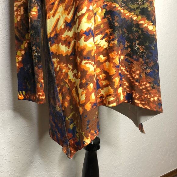 Soft Surroundings blue black gold watercolor knit tunic top size Large - Picture 4 of 11